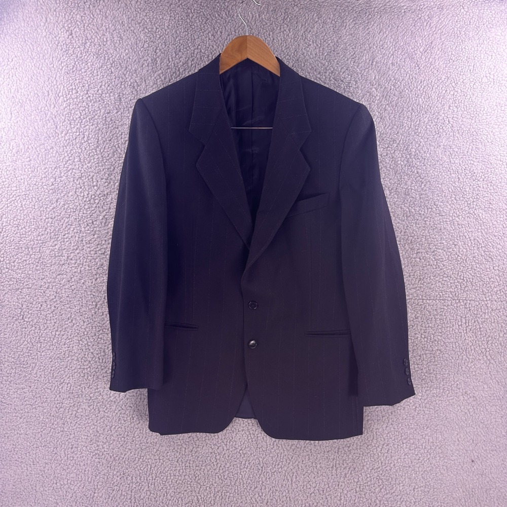 Mani by Giorgio Armani Mens 41R Pinstripe Virgin Wool Blazer Navy Blue Italy